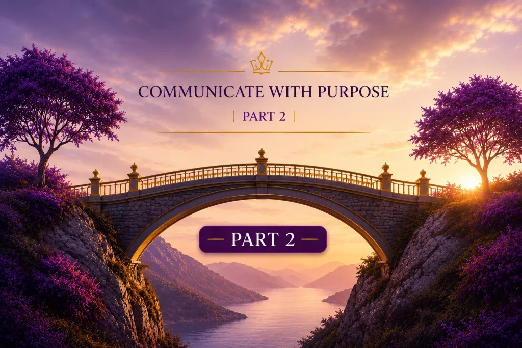 Premium featured image showing a symbolic bridge connecting two landscapes at sunrise, representing effective communication, trust, collaboration, and overcoming communication barriers.