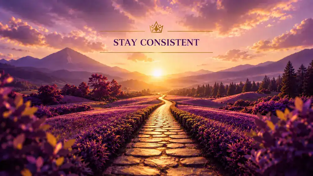 Motivational workspace representing consistency, discipline, and staying focused when motivation fades
